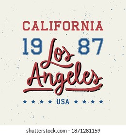 Los Angeles hand lettering with California typography for t-shirt and other uses.