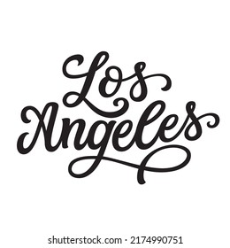 Los Angeles. Hand lettering text isolated on white background. Vector typography for t shirts, souvenirs, mugs, caps, apparel