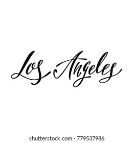 Los Angeles. Hand written city name. Typography design. Modern calligraphy. Vector illustration isolated on white background.