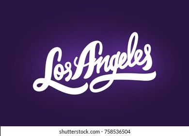 Los Angeles, Los Angeles hand-lettering calligraphy. Hand drawn vector stock illustration. 