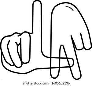 Los Angeles hands sign  line art icon     