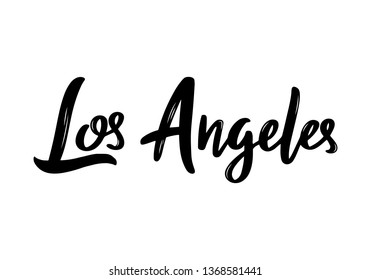 Los Angeles handwritten calligraphy. Hand drawn brush lettering. Vector design template. 