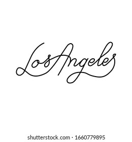 Los Angeles handwritten inscription. City name hand drawn lettering isolated on white background. Calligraphic element for your design. Vector illustration.