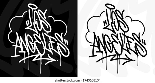 Los Angeles Hip Hop Urban Hand Written Graffiti Style Vector Illustration Calligraphy