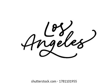 Los Angeles ink brush vector lettering. Modern slogan handwritten vector calligraphy. Black paint lettering isolated on white background. Postcard, greeting card, t shirt decorative print. 