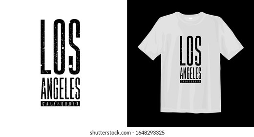 Los Angeles, LA , California, united states of America urban style trendy white t-shirt for print. Vector illustration