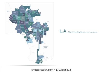 Los Angeles, L.A. City Map. Los Angeles City, California Vector Map.