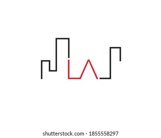 Los Angeles LA skyline landmark landscape wordmark logo