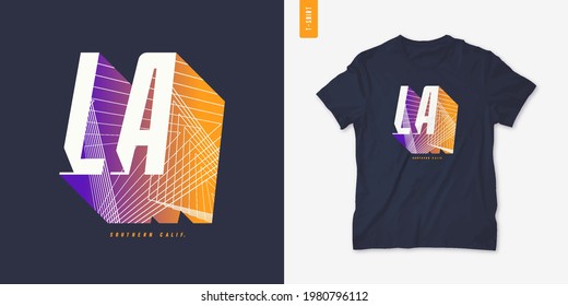 Los Angeles letter t-shirt design, poster, typography. Vector illustration.