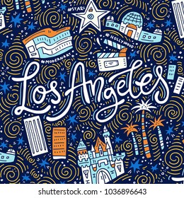 Los Angeles - lettering and symbols of the city - banner template
