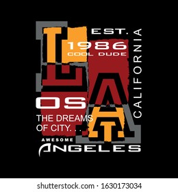 los angeles lettering typography graphic t shirt for print vector illustration design