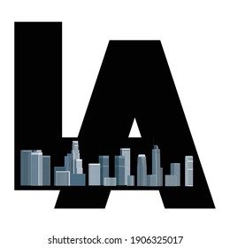 Los Angeles logo, emblem, sign, symbol - brochure, booklet, book, label, magazine, leaflet, presentation cover modern design with downtown LA cityscape. Vector illustration