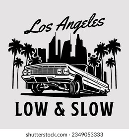 Los Angeles Low Riders Low and Slow Car Vector Illustration