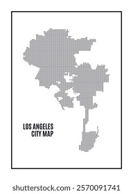 Los Angeles map with black dots on white background. Full size vector Illustrator.