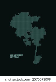 Los Angeles map with black dots on blsvk background. Full size vector Illustrator.