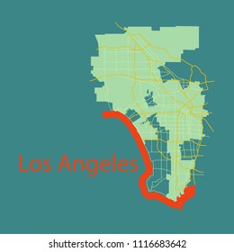 Los Angeles map. Flat style design