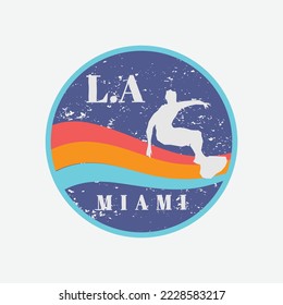 Los angeles miami surfing illustration typography. perfect for t shirt design