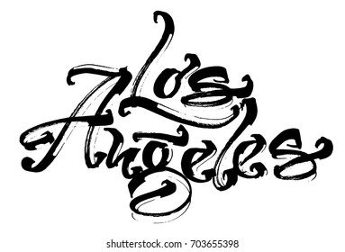 Los Angeles. Modern Calligraphy Hand Lettering for Silk Screen Printing