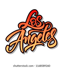 Los Angeles modern expressive sign. Gradient brush lettering isolated on white background