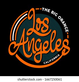 Los Angeles, modern and stylish typography slogan. Colorful abstract design with the lines style. Vector for print tee shirt, typography, poster and other uses. Global swatches.