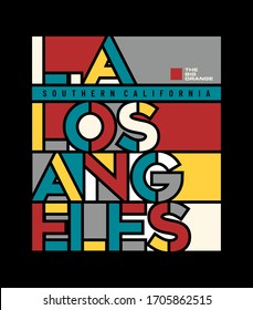 Los Angeles, modern and stylish typography slogan. Southern California. Colorful abstract design with the lines style. Vector for print tee shirt, typography, poster and other uses. Global swatches.