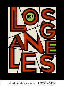 Los Angeles, modern and stylish typography slogan. Colorful abstract design with the lines style. Vector for print tee shirt, typography, poster and other uses. Global swatches.