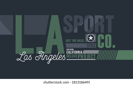 Los Angeles, modern and stylish typography slogan. Abstract design with the grunge and the lines style. Vector for print tee shirt, typography, poster and other uses. Global swatches.