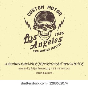 Los Angeles. Motorcycle club. Original font and logo. Brutal style. Print on shirt or sticker.