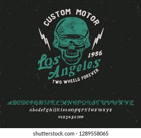 Los Angeles. Motorcycle club. Original font and logo. Brutal style. Print on shirt or sticker.