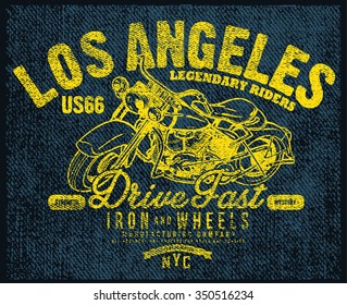 LOS ANGELES MOTORCYCLE T-SHIRT GRAPHIC