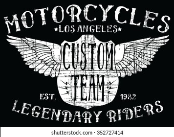 Los Angeles Motorcycle vector print and varsity. For t-shirt or other uses in vector.