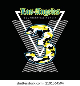 Los angeles number and lettering hands typography graphic design in vector illustration