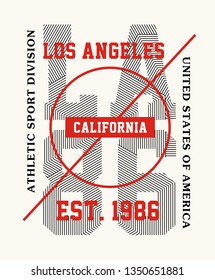 Los Angeles Numbers 86 typography graphic design t shirt.