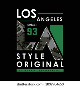 los angeles, original style slogan with army striped texture illustration, typography design