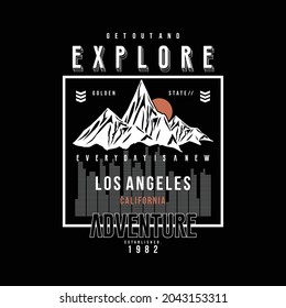 los angeles, park, mountain, forest, explorer, outdoor adventure, graphic typography, t shirt design vectors