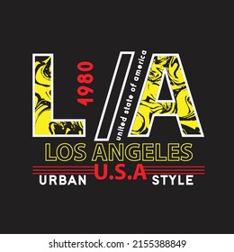 los angeles Premium Vector illustration of a text graphic. suitable screen printing and DTF for the design boy outfit of t-shirts print, shirts, hoodies baba suit, kids cottons, etc.