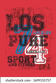 los angeles pure adrenalin,t-shirt design fashion vector