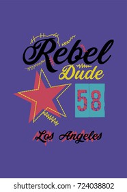 los angeles rebel dude,t-shirt print poster vector illustration