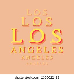 Los Angeles repeat word message. Vector decorative typography. Decorative typeset style. Latin script for headers. Trendy phrase stencil for graphic posters, banners, invitations texts