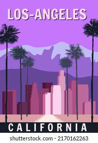 Los Angeles Retro Poster Downtown Cityscape Stock Vector (Royalty Free ...