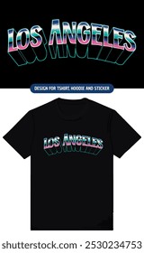 Los angeles retro t-shirt design. T-shirt print design with retro vintage style color gradation typography. Typography for tee prints, posters, stickers and clothing