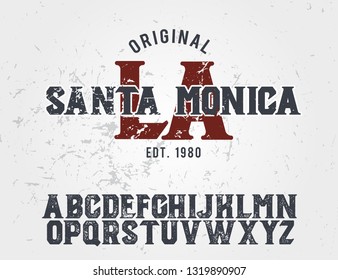Los Angeles. Santa Monica. Original font and logo. Print on shirt or sticker.