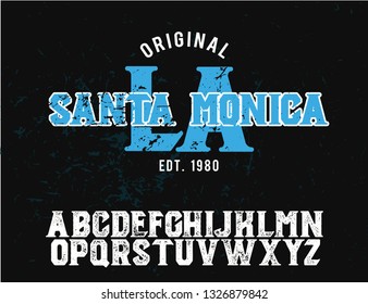 Los Angeles. Santa Monica. Original font and logo. Print on shirt or sticker.