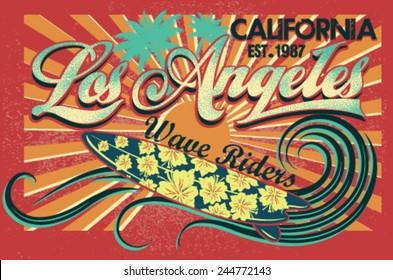 los angeles Set of Summer | Surfing Design | Tropical vector set |Hand drawing silhouette | T-shirt Printing | Badge Applique Label 