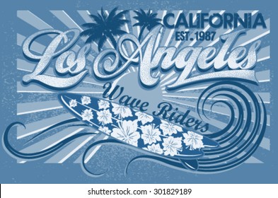 los angeles Set of Summer | Surfing Design | Tropical vector set |Hand drawing silhouette | T-shirt Printing | Badge Applique Label 