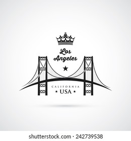 Los Angeles sign - Vincent Thomas Bridge - vector illustration