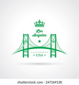 Los Angeles sign - Vincent Thomas Bridge - vector illustration