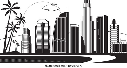 Los Angeles silhouette by day - vector illustration