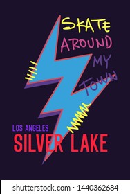 los angeles silver lake skate around my town,t-shirt design fashion vector illustration