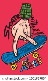 los angeles skate with your fingers,t-shirt design fashion vector illustration